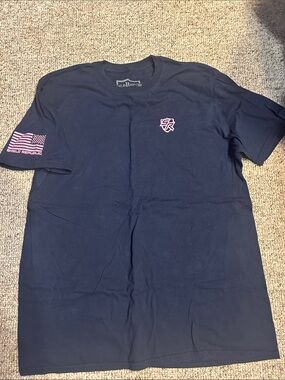 Women's Short Sleeve Tee - Navy with Pink Logo